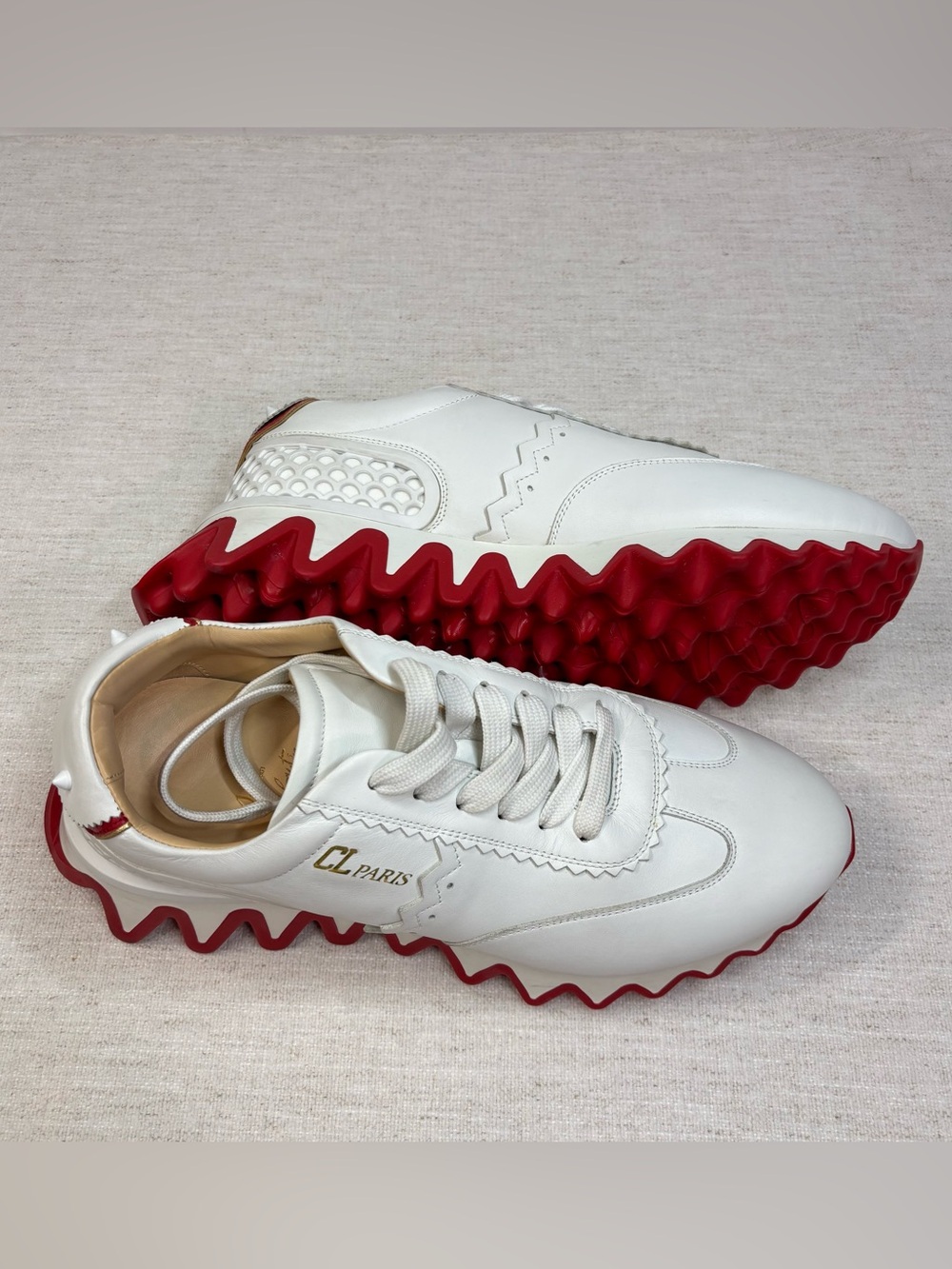 Christian Louboutin Men’s size 41 Loubishark Sneakers in white red